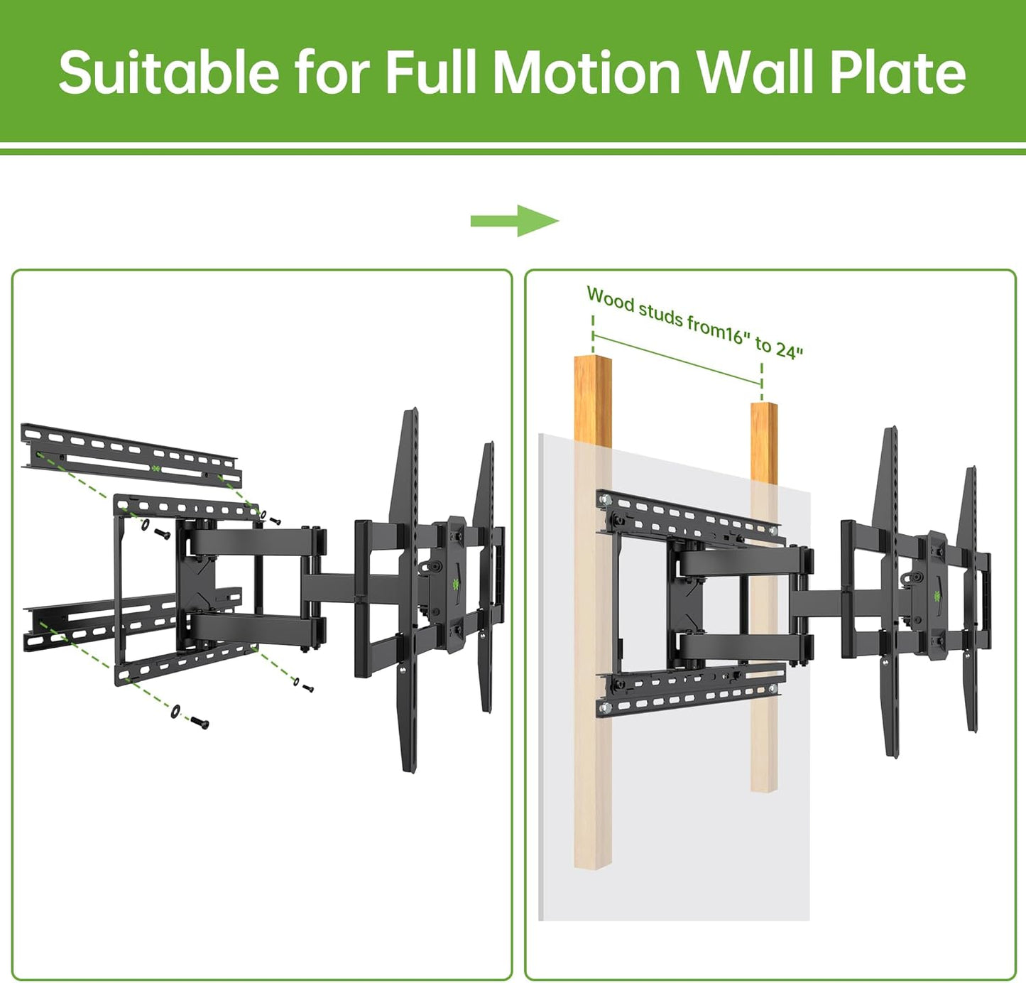 USX MOUNT TV Mount Extension Bracket - Fits 16-24 Inch Wood Studs | Easy Centering, 154LBS Capacity