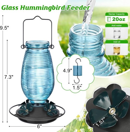 Feed Garden Hummingbird Feeder - Blue & Purple Bundle for Attracting Birds