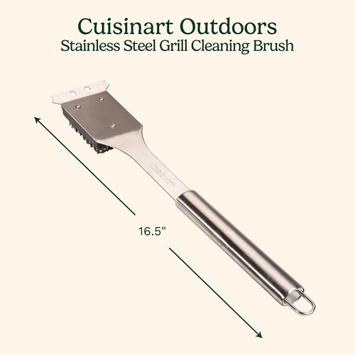 Cuisinart Stainless Steel Grill Brush - 16.5" Long Handle Cleaner & Scraper for BBQ & Griddles