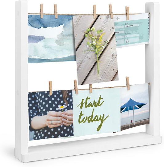 Umbra Hangit Desk Photo Display - White Desktop Organizer for Pictures & Memories
