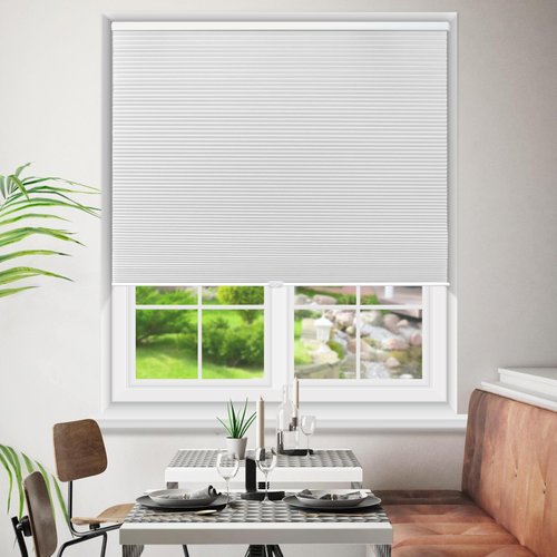 Allesin Cellular Shades Cordless Blackout Honeycomb Blinds for Indoor Windows, Thermal Insulated Window Shades Noise Reduction, Easy to Install, Perfect for Bedroom/Living Room, White - H64 x W26