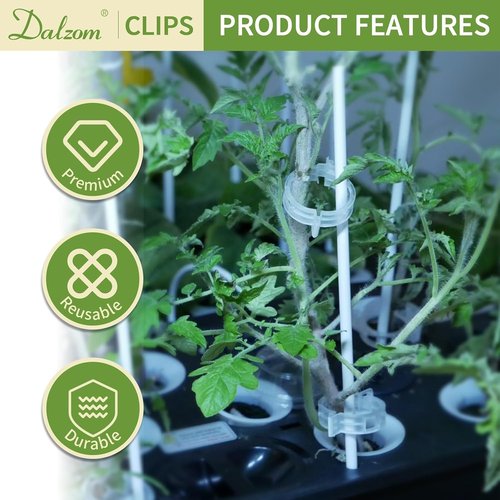 Dalzom® Tomato Clips - 300 Pcs Plastic Trellis Support for Healthy Vegetable Growth | Green