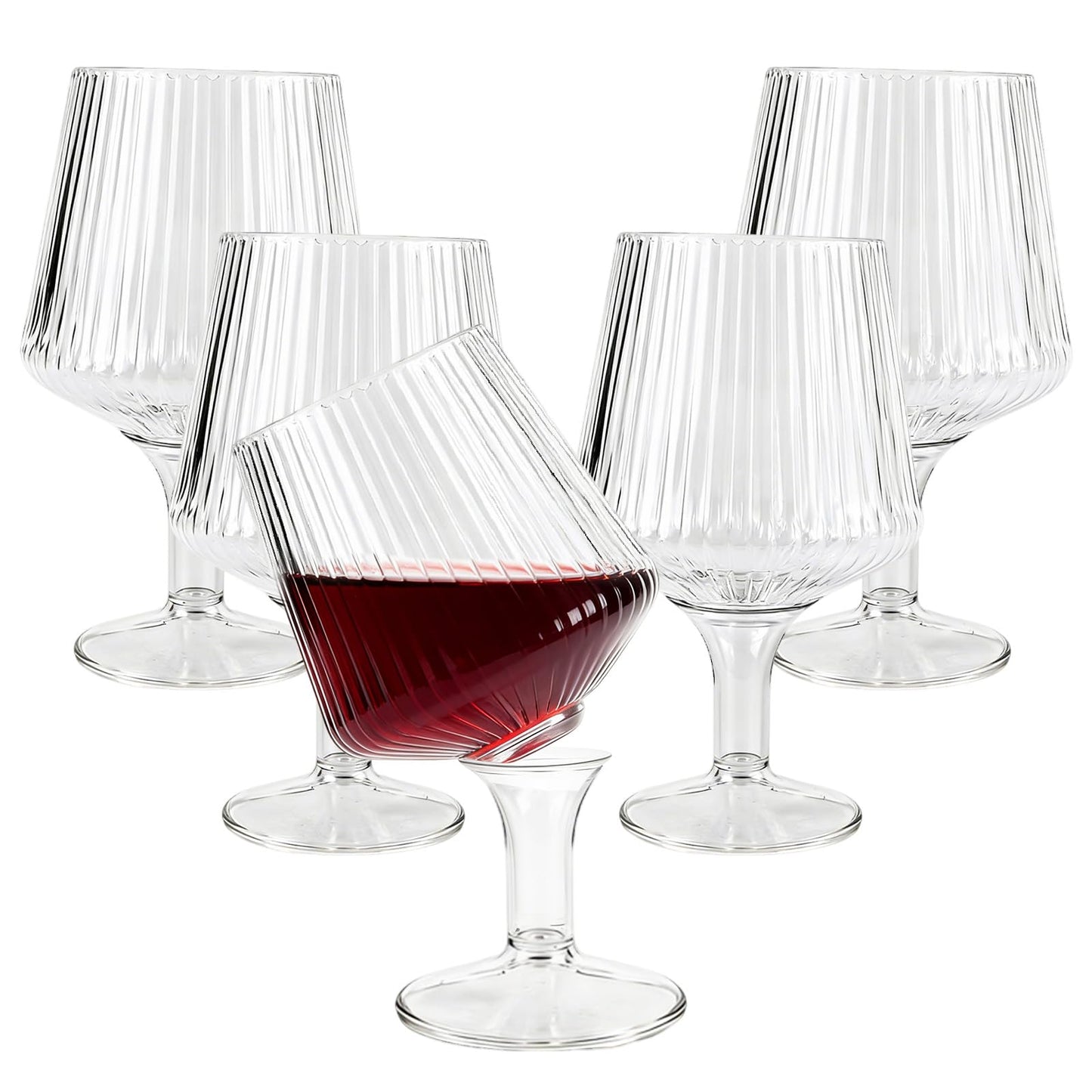 Saolik 30 Pack 12oz Plastic Wine Glasses, PET Material Unbreakable Reusable Stemmed Wine Goblets, Shatterproof Disposable Wine Glasses for Parties Weddings & Events（12oz 30pack）