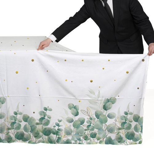 Gatherfun Sage Greenery Baby Shower Disposable Tablecloth, Plastic Table Cover for Baby Shower Party,Boho Greency 3 PCS, 54”x 108”