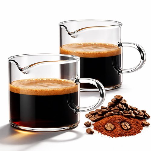 Gulex Espresso Cups, Shot Glass Coffee Espresso Cups with Pour Spout, 4 oz, Clear, Set of 2 (Set of 2)
