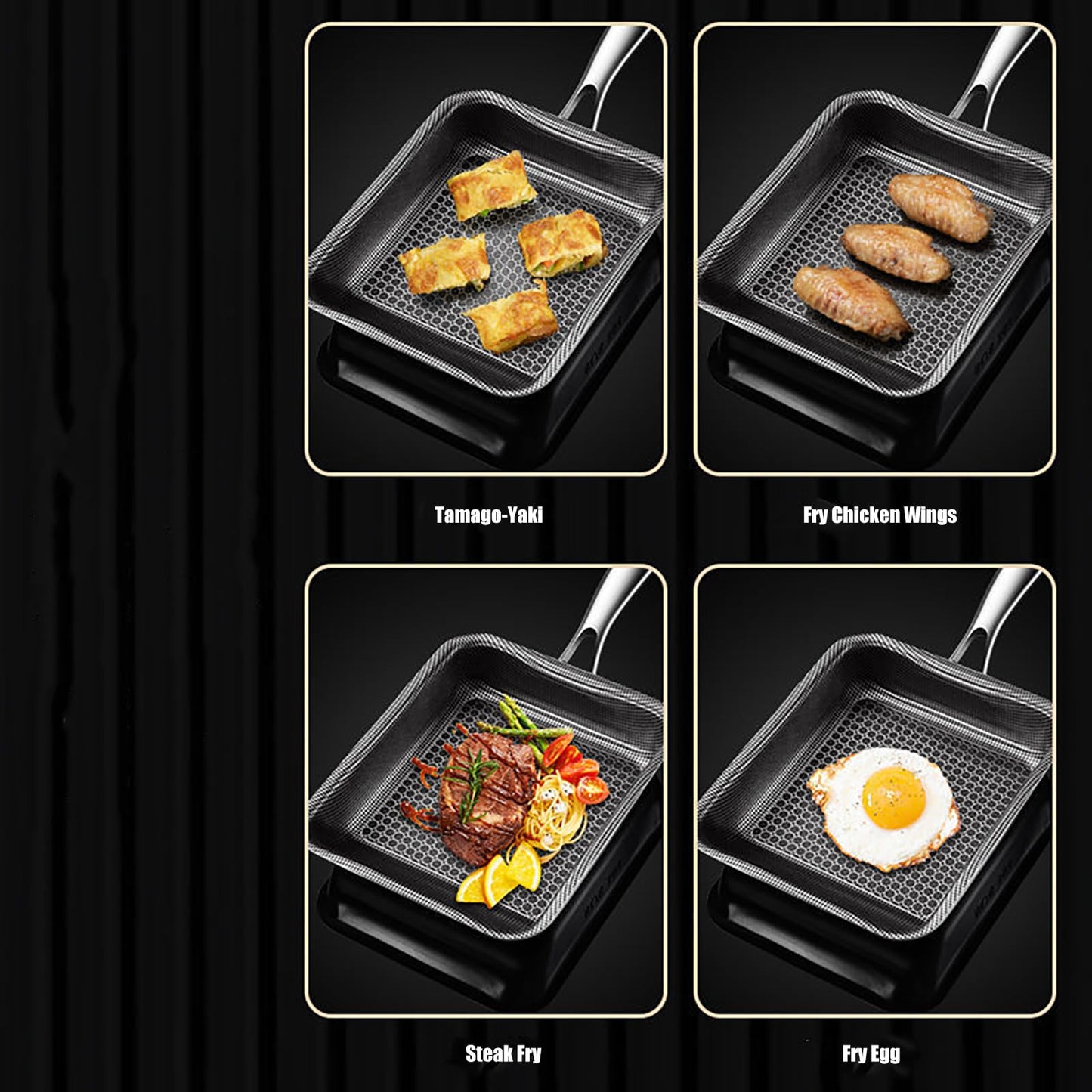 Toutrop 316 Stainless Steel Omelette Pan, Egg Pan Skillet, Square Cooking Pans Nonstick for Making Omelets, PFOA-Free