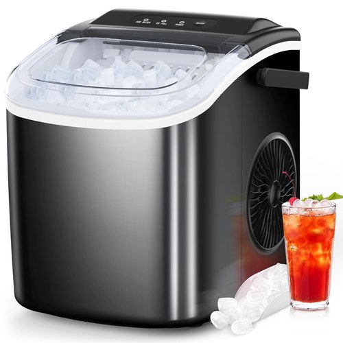 COWSAR Portable Ice Maker - Self-Cleaning Countertop Machine | 26.5lbs Daily, 9 Bullet Ice Cubes in 6 Mins