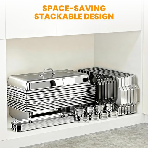 4 Pack Chafing Dishes for Buffet 9QT, Chafing Dish Buffet Set Rectangular with 4 Serving Tongs, Full Size Chafing Pan, Buffet Server Warmer Parties New Year, Chafers and Buffets Warmers Sets
