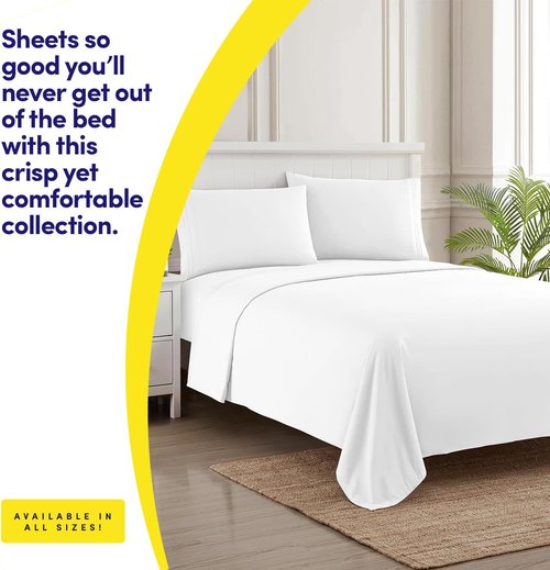 1500 Supreme Collection Twin Sheet Set - Extra Soft 3-Piece White Bed Sheets with Deep Pockets
