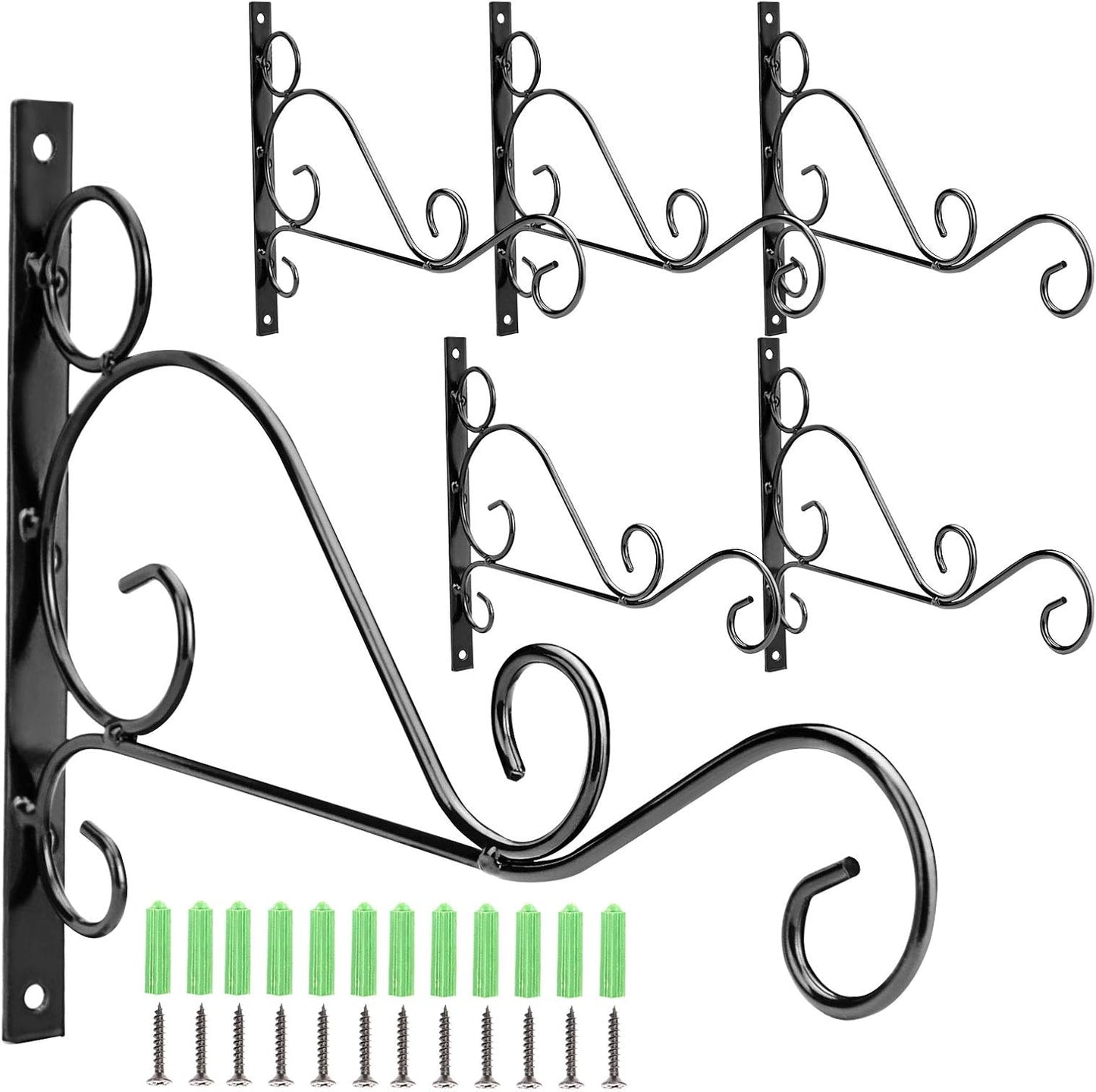 KEILEOHO 10-Inch Metal Plant Bracket - 6 PCS Wall-Mount Hangers for Indoor/Outdoor Decor