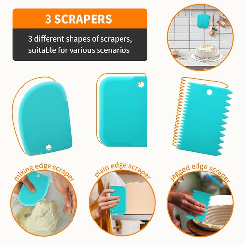 ALLTOP Piping Bags and Tips Set -Ultimate Cake Decorating Supplies Kit - Included 100 Disposable Pastry Bags, 1 Reusable Silicone Bag, 2 Couplers, 12 Frosting Tips, 2 Ties, 3 Icing Scrapers for Baking