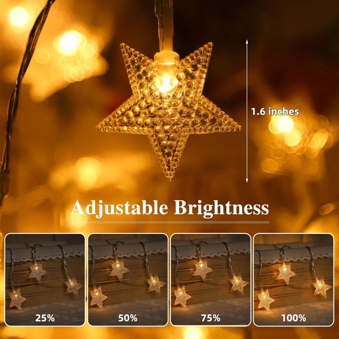Skiennix 33ft Star String Lights - 100 LED Waterproof Fairy Lights with Remote Control | Warm White for Indoor/Outdoor Decor