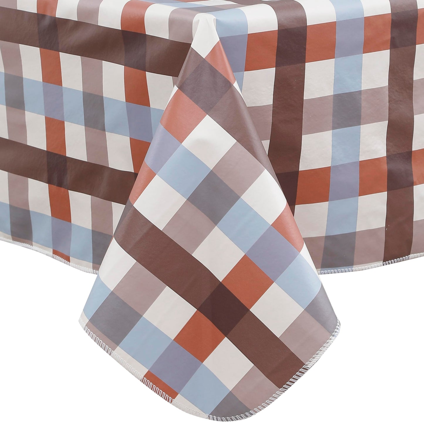 Walrus Heavy Duty Vinyl Tablecloth with Flannel Backing Waterproof Oil-Proof Plastic Table Cloth Stain-Resistant Wipeable Rectangle or Square Table Cover for Indoor and Outdoor (Checkered,60x84 Inch)