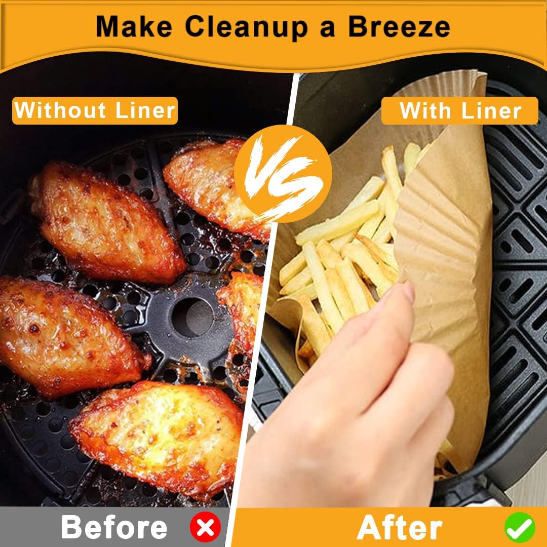 Ninja Air Fryer Liners - Disposable Parchment Paper, 150 Pcs | Water & Oil Proof, 6.3 Inch (Fits 2-5 Qt)