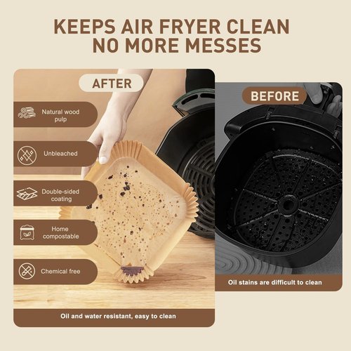 Air Fryer Liners, 6.3 Inch Air Fryer Parchment Paper Liners, Heat Resistant & Pre-Cut for Easy Clean, Fits 2-5Qt Air Fryer Baskets (6.3inch-50pcs)