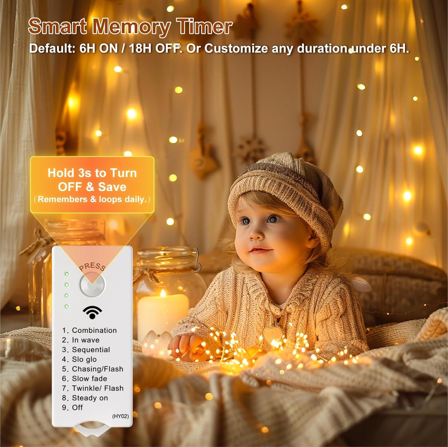Skiennix 4 Pack Rechargeable Fairy Lights - 16FT 50 LED Indoor String Lights | 8 Modes, Warm White