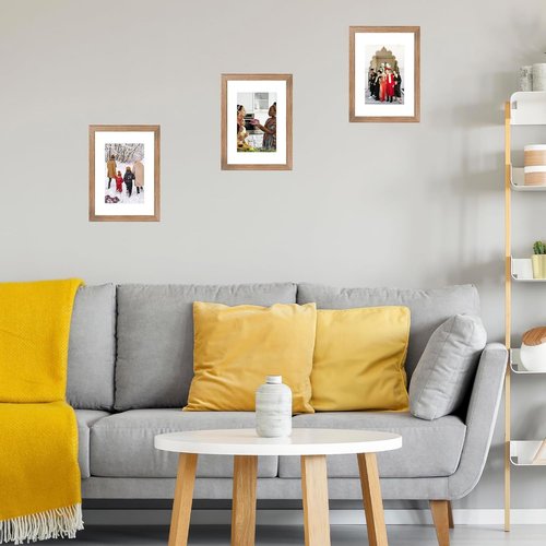 JCJMY A5 Picture Frame - Rustic Brown Wall Hanging & Tabletop Display | Fits 4x6 Mat or 5.8x8.3 Without Mat
