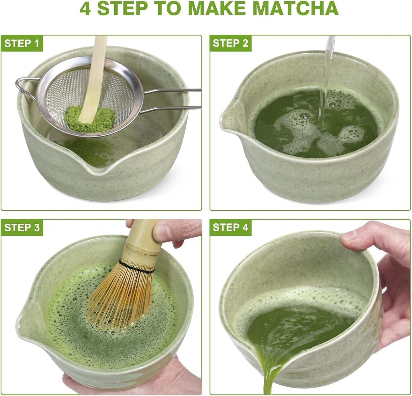 Matcha Whisk Set - Premium Ceremonial Grade Kit with Bamboo Whisk, Bowl, Scoop & Sifter | Authentic Japanese Tea Essentials
