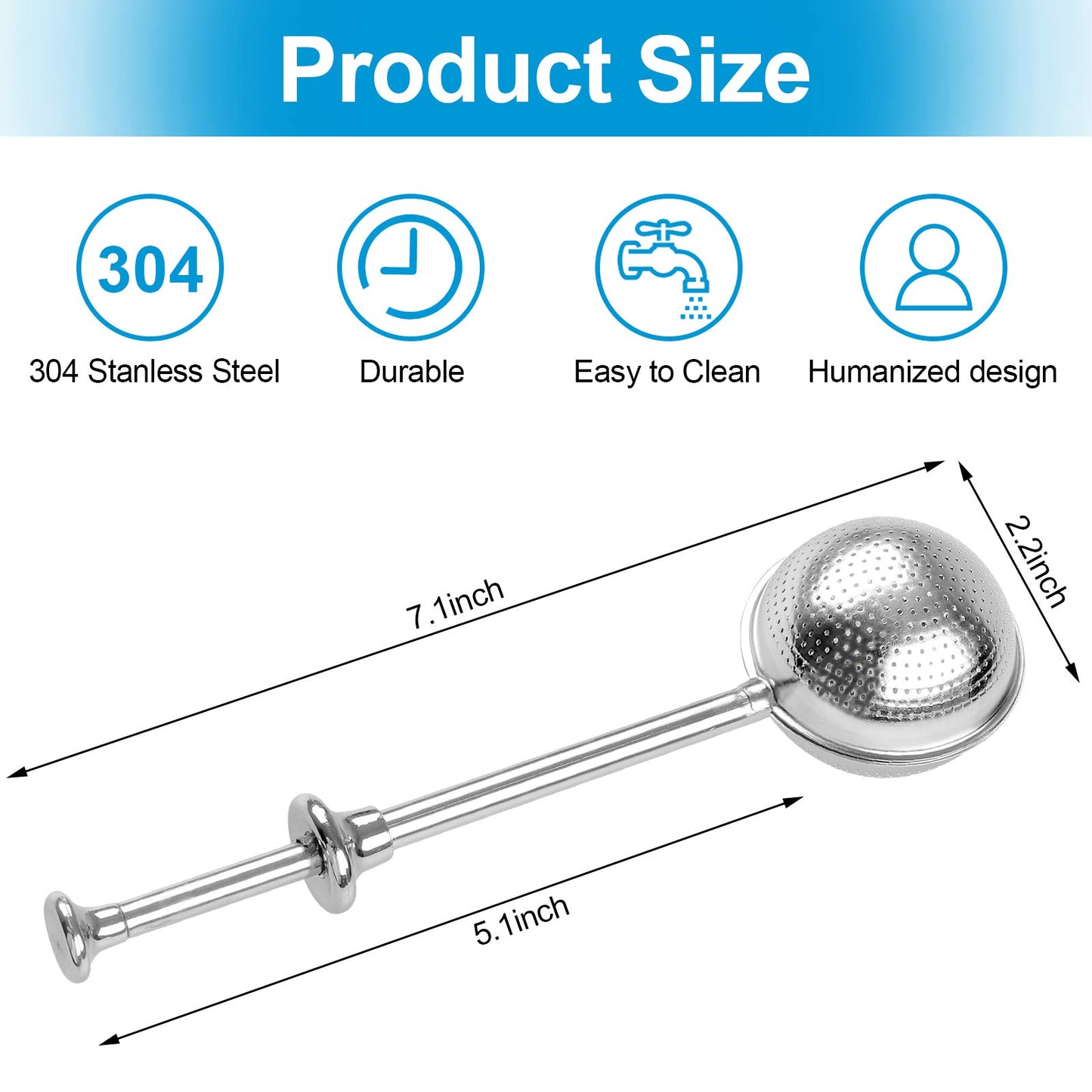 2 Pcs Bakers Dusting Wand for Sugar Flour and Spices, Stainless Steel Flour Duster for Baking, Powdered Sugar Shaker Duster Sifter, Spring-operated Handle for One-handed Operation