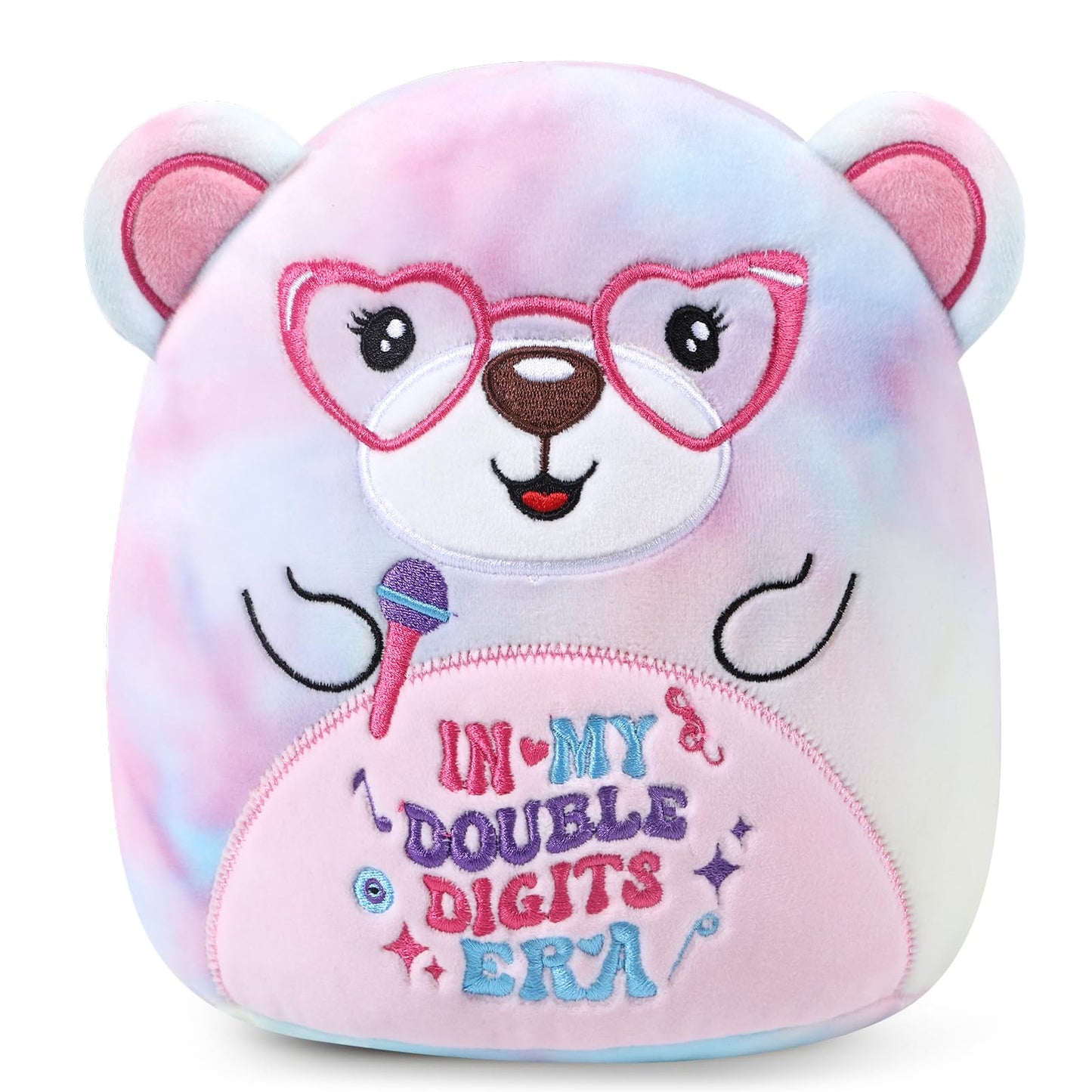 InIsaJace 10th Happy Birthday Stuffed Animal Gifts, 8 Inches Double Digits Birthday Bear Plushies Gift, in My Double Digits Era Plush Party Favors