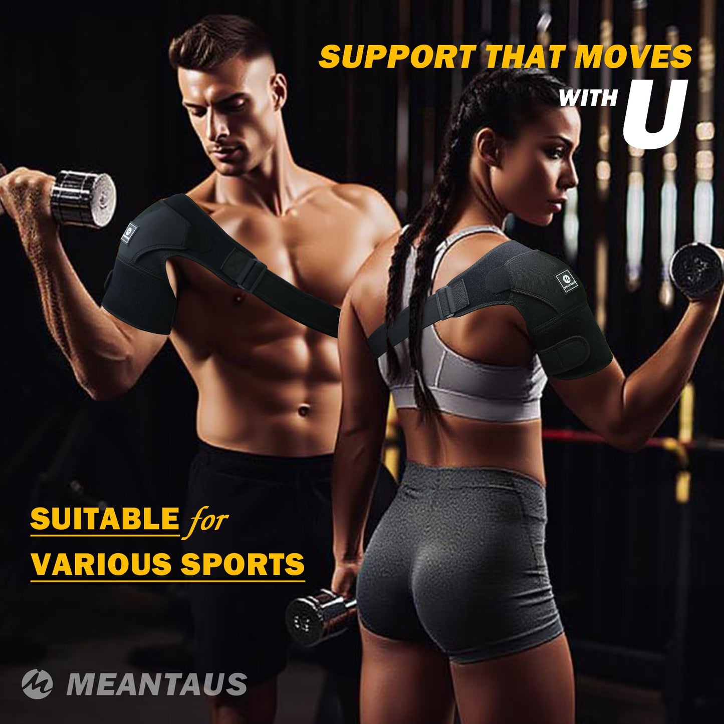 MEANTAUS Shoulder Brace – Comfortable Adjustable Support for Pain Relief & Recovery | Rotator Cuff Compression Sleeve Stabilizer for Sports, Gym & Injury Rehab | Fits Left/Right Shoulder, Men & Women (L)