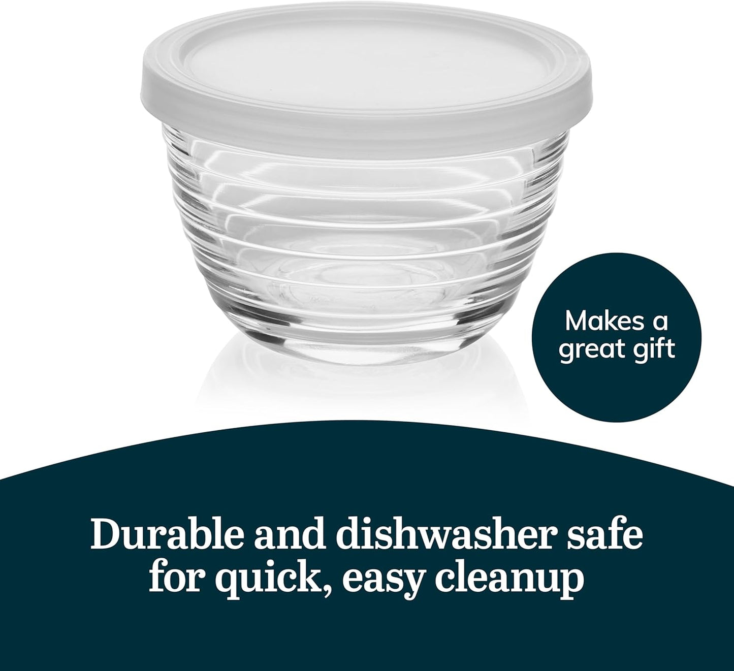 Libbey Small Glass Bowls - Set of 8 Dishwasher Safe Containers with Lids for Fresh Leftovers | Ideal for Meal Prep