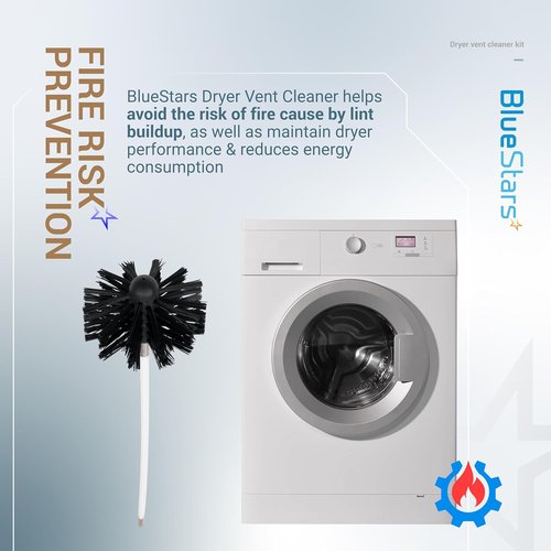 BlueStars Dryer Vent Cleaner Kit - 30 Feet Extendable with Brush & 22 Detachable Rods | Compatible with Most Vacuums