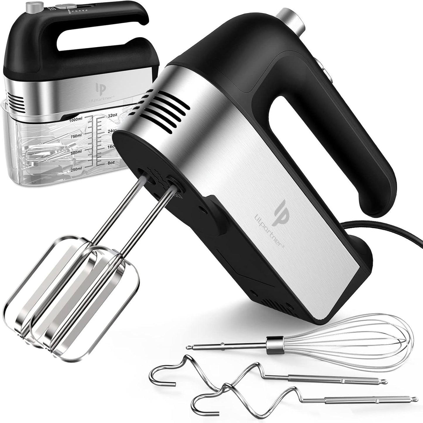 Skiennix Electric Hand Mixer - 450W Kitchen Mixer with Turbo Boost & 5 Speed Settings | Black