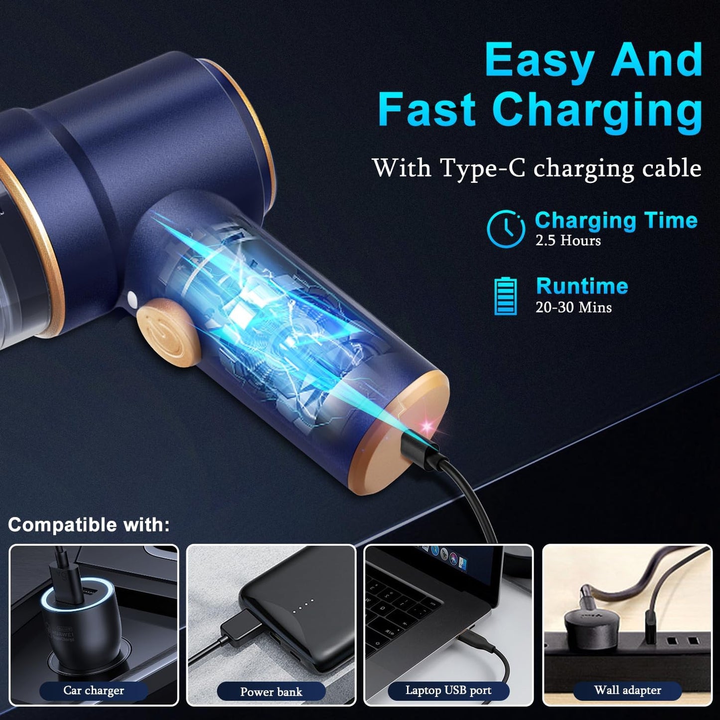 KMM Handheld Car Vacuum Cleaner - 9000Pa High Power 120W with LED Light & Multi-Nozzles | Ideal for Home & Pet Use