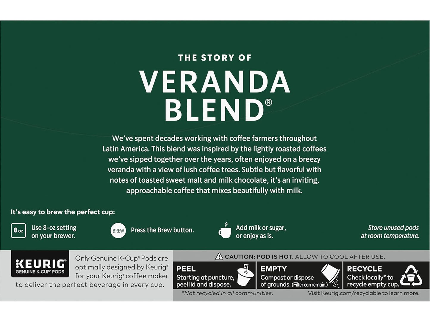 Starbucks K-Cup Pods - Veranda Blend Blonde Roast 100% Arabica Coffee - 10 Pods Per Box (Pack of 6)