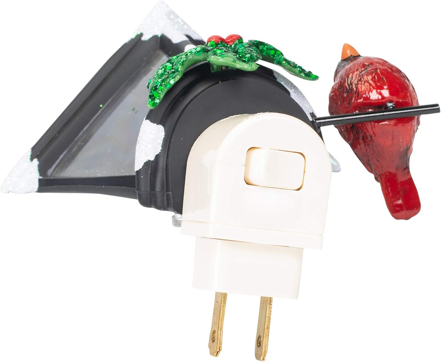 Flickering Cardinal C7 Bulb Night Light - 6 Inch Snow Capped Acrylic Lantern