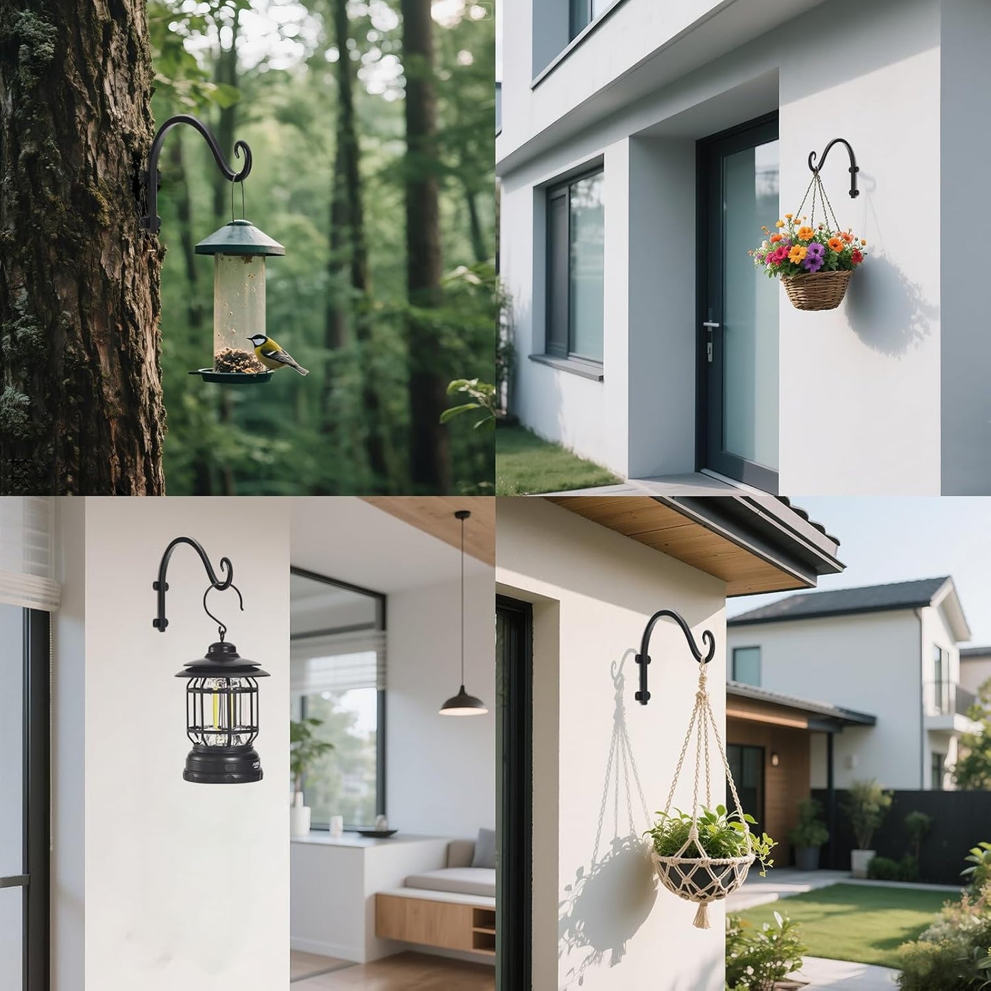 Sturdy 12-Inch Plant Hanger Hooks by [Brand Name] - Versatile Bracket for Indoor/Outdoor Use | Black