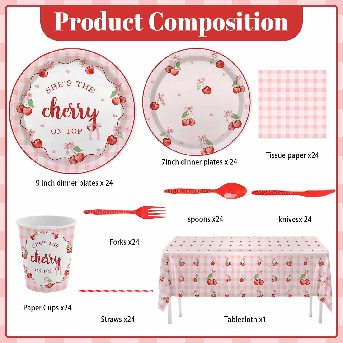 MEHOFOND Pink Bow Floral Baby Shower Party Decorations, Coquette Sweet Girl Paper Plates Cups and Napkins Set, Pastel Pink Bowknot Disposable Tablewares, Baby Girl Baby Shower Party Supplies, Serve 24