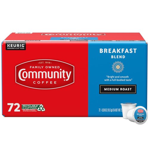 Community Coffee Breakfast Blend - Medium Roast Single-Serve K-Cup Pods | 72 Count Pack