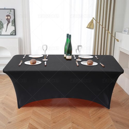 ChaiSang 2pack 6FT Black Elastic Tablecloth for Kitchen Dining Recntangle Spandex Tablecloth Perfect for Birthdays Weddings Banquets Hotels and Parties