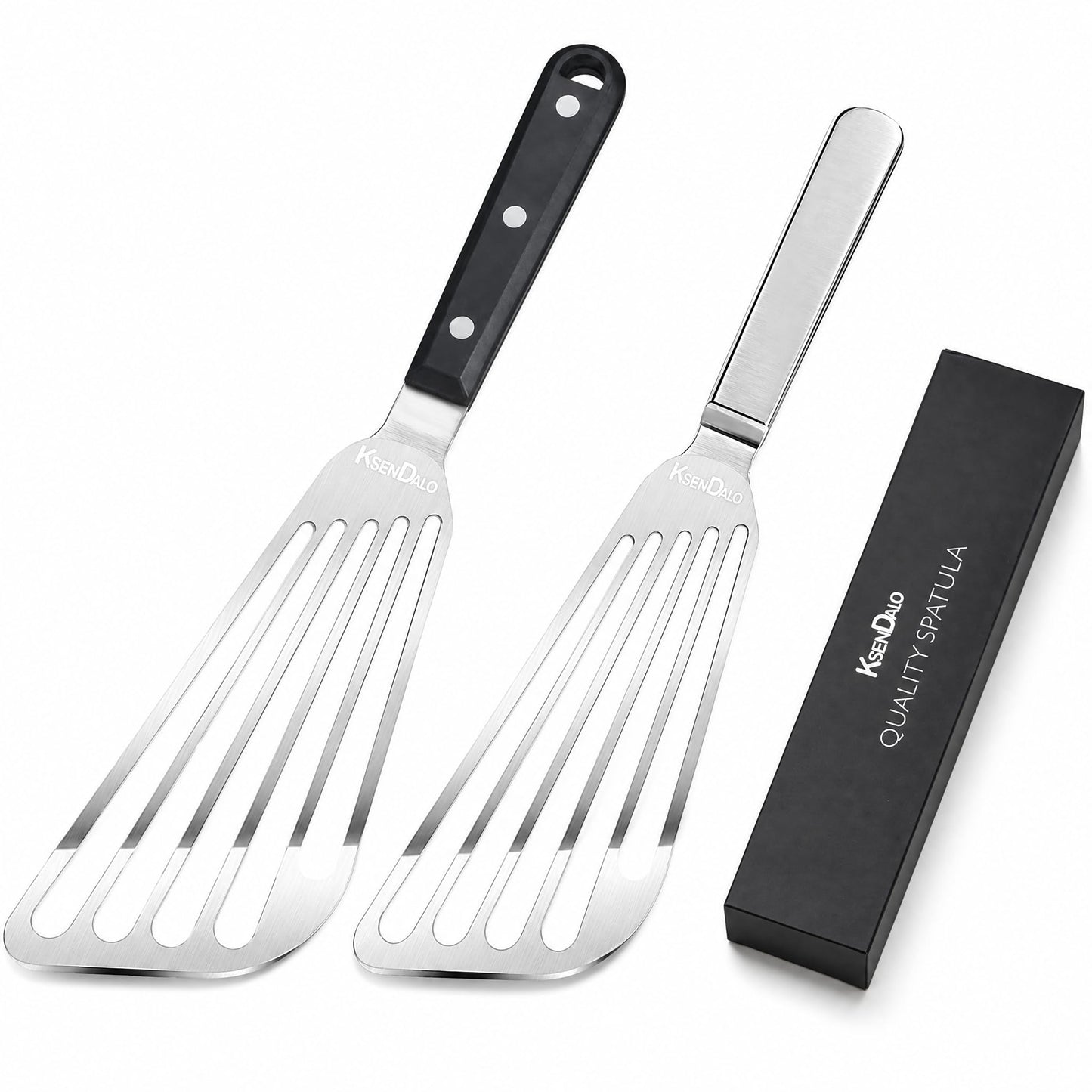 KSENDALO 2 Pack Flexible Fish Spatula Stainless Steel for Kitchen