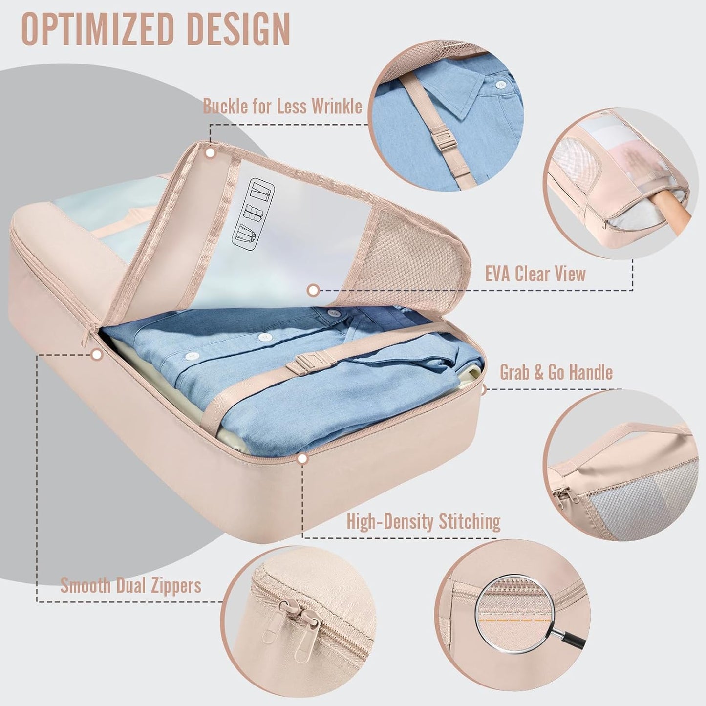 Veken Packing Cubes Set - Travel Organizer Bags for Beach Vacations | Includes Hanging Toiletry Bag