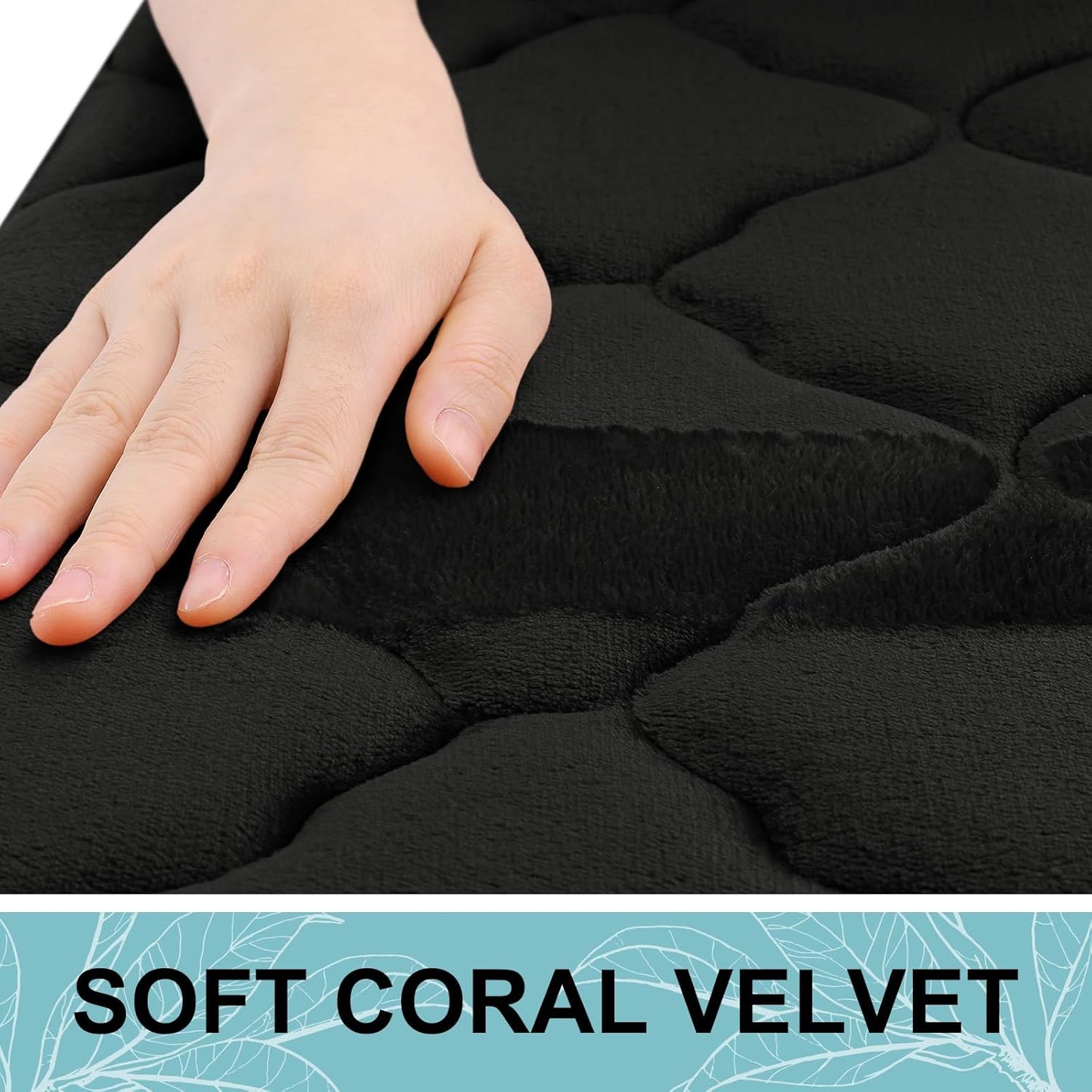 OLANLY Memory Foam Bath Mat Rug - Ultra Soft, Absorbent & Non-Slip | 24x16 Black Bathroom Carpet