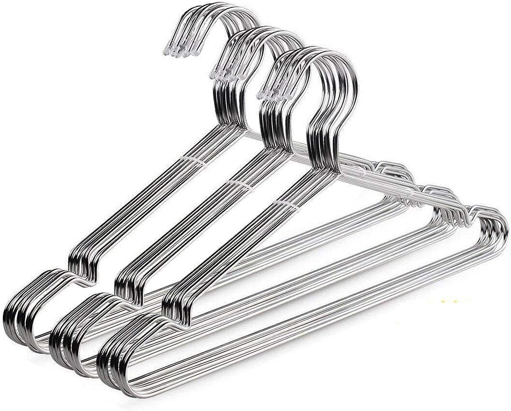 OIKA Heavy Duty Stainless Steel Hangers - Space-Saving Non-Slip Design for Coats, Dresses & More | 30 Pack