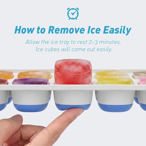 ChefAide Ice Cube Tray - Durable Stackable Trays with Removable Lids | 4 Packs, 56 Cubes for Cocktails & Coffee