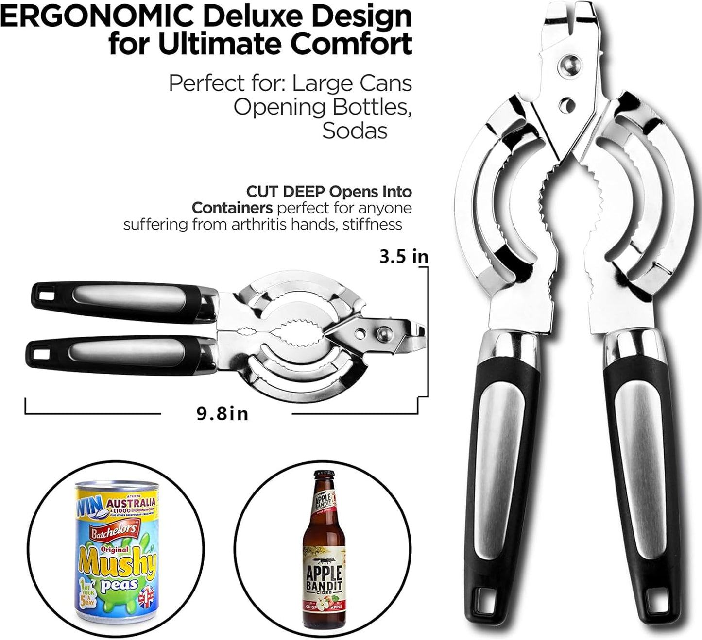 Skiennix Multi Jar Opener - Stainless Steel Lid Opener for Seniors with Arthritis | Easy Grip Design