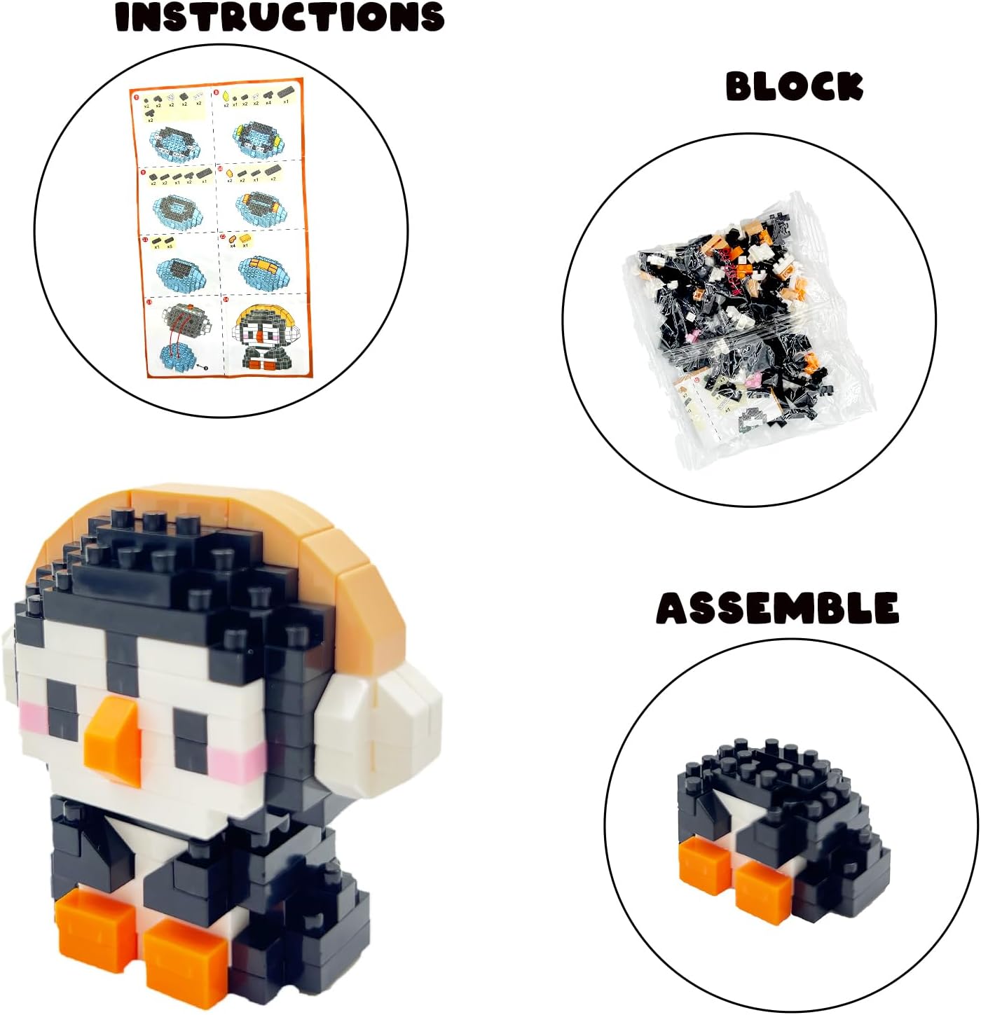 Skiennix Cute Mini Animal Building Blocks - 6 Pack Educational Toys for Kids Age 6-12+ | Perfect for Easter & Valentine's Gifts