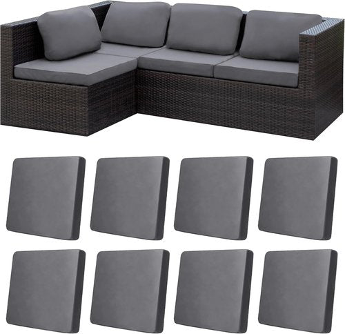 BIETYONE Stretch Patio Cushion Covers - 8Pcs Outdoor Couch Slipcovers | Washable Gray Furniture Protector