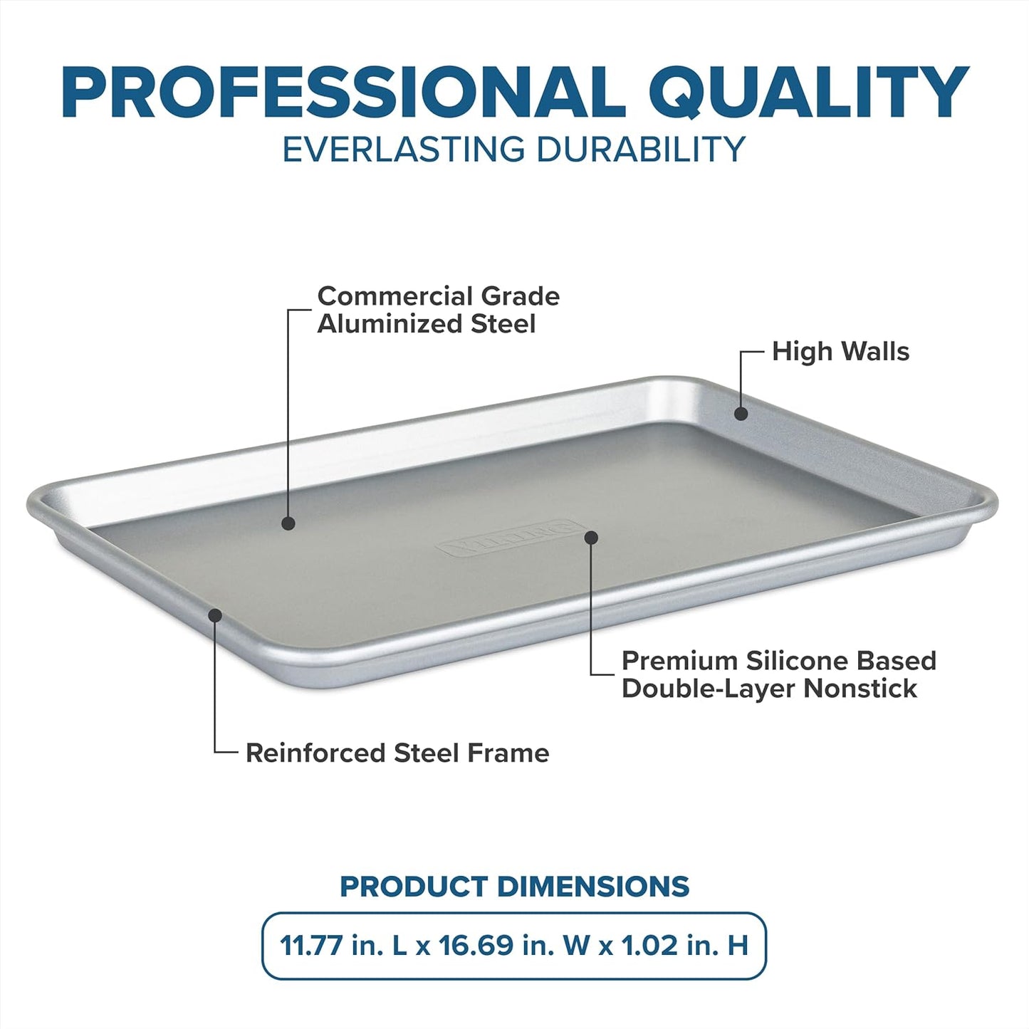 Viking Premium Nonstick Baking Sheet Pan - 15-Inch Heavy Gauge Aluminized Steel | PFAS-Free, Oven Safe to 475°F
