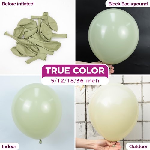 Bezente Sage Green Balloons Latex Party Balloons - 100 Pack 12 inch Round Helium Dusty Boho Green Balloons for Wedding Birthday Dinosaur Jungle Golf Football Theme Party Decorations