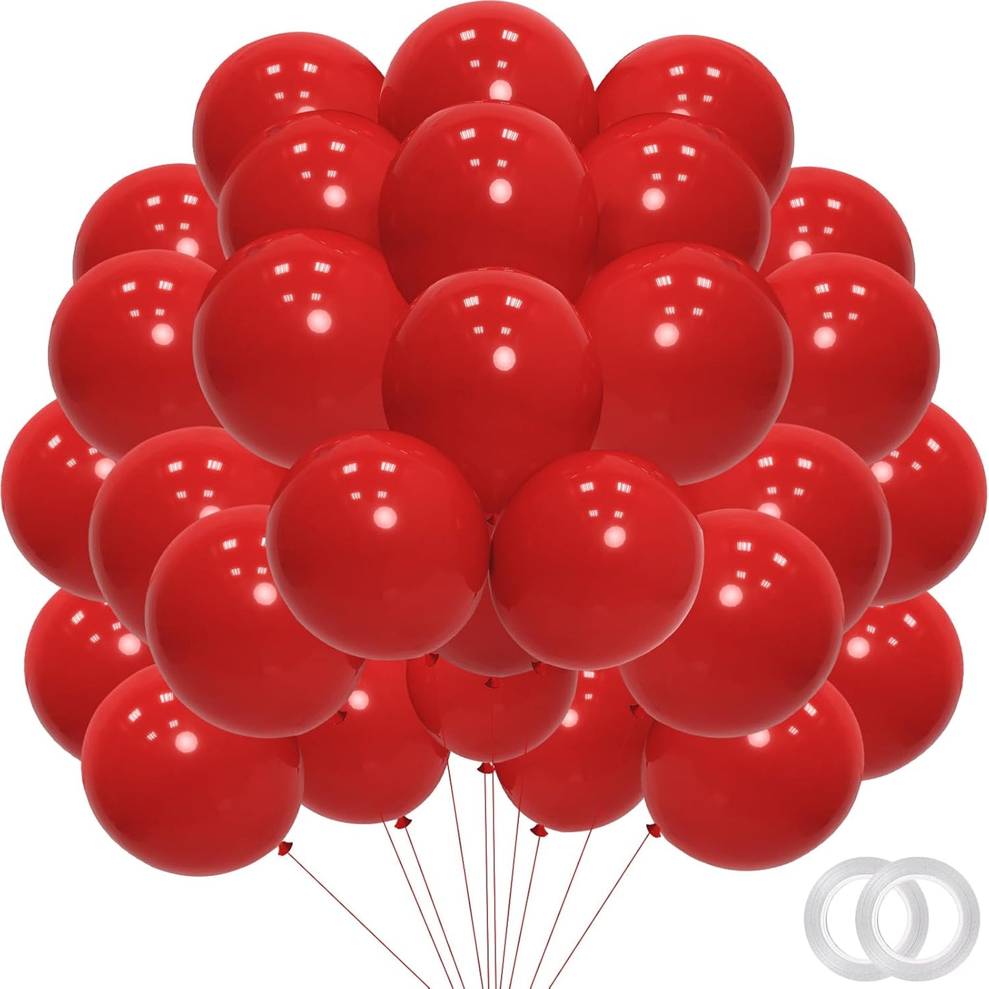 Skiennix 12-Inch Red Latex Balloons - 100-Pack Party Decorations for Birthdays, Weddings & More