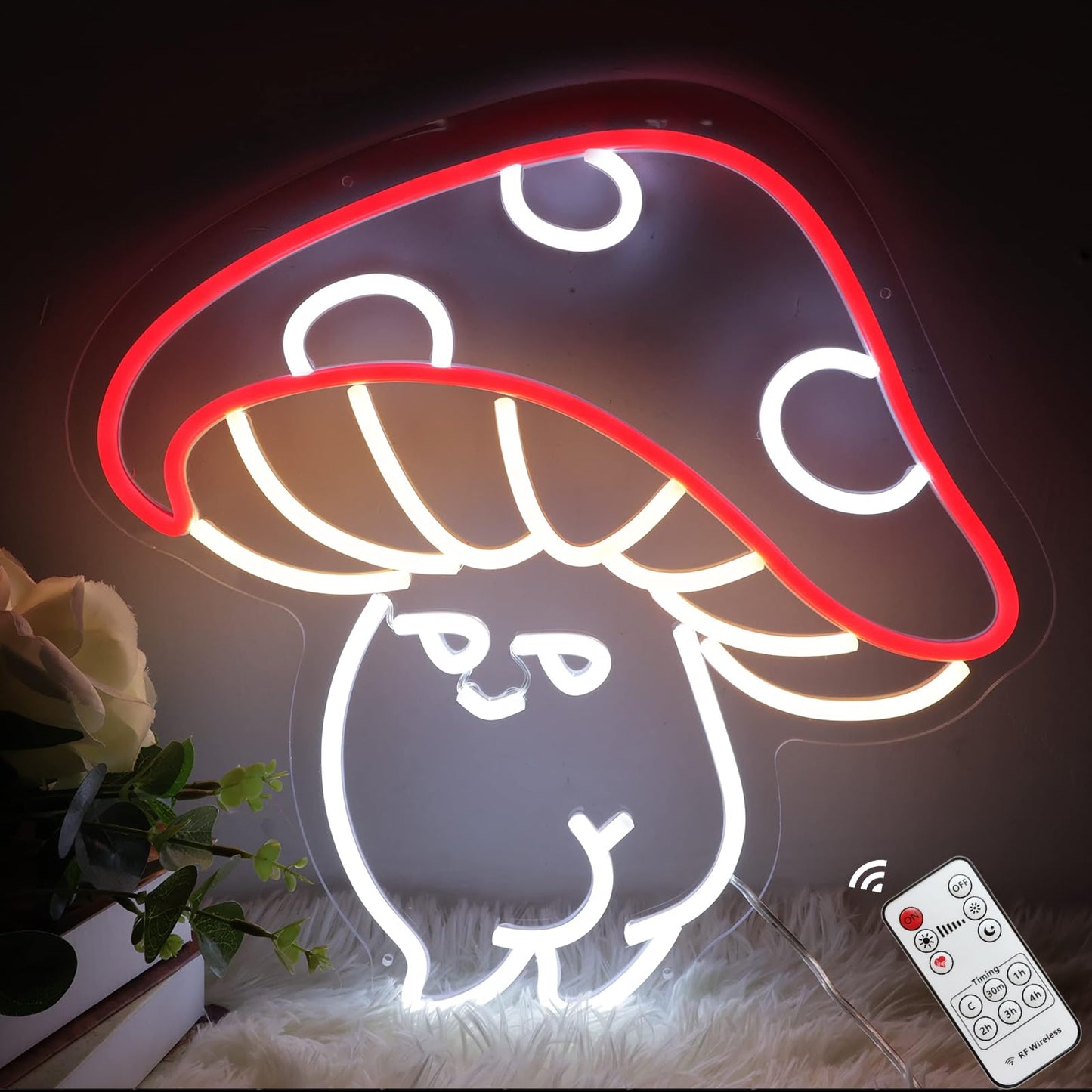 Sexy Mushroom Neon Sign, Retro Cute Mushroom Shape Led Neon Light, Handmade Funny Aesthetic Sexy Mushroom Lamp for Kid's Room, Wall Decor Bedroom Birthday Gift Home Dorm Party Game Room - 15''