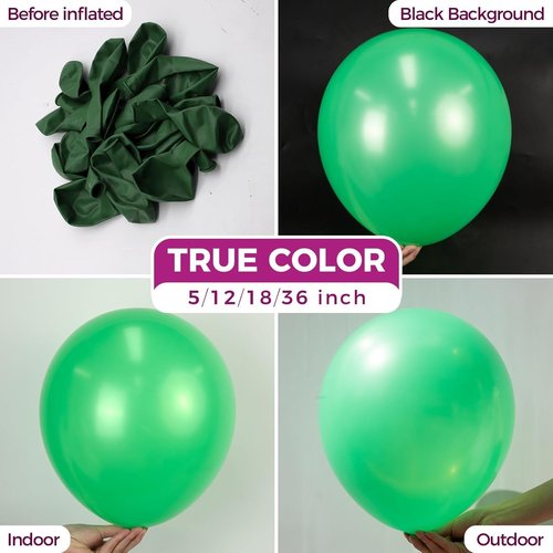 Bezente Green Giant Balloons - 36 Inch Jumbo Light Green Latex Balloons | 8 Pack for Parties & Events