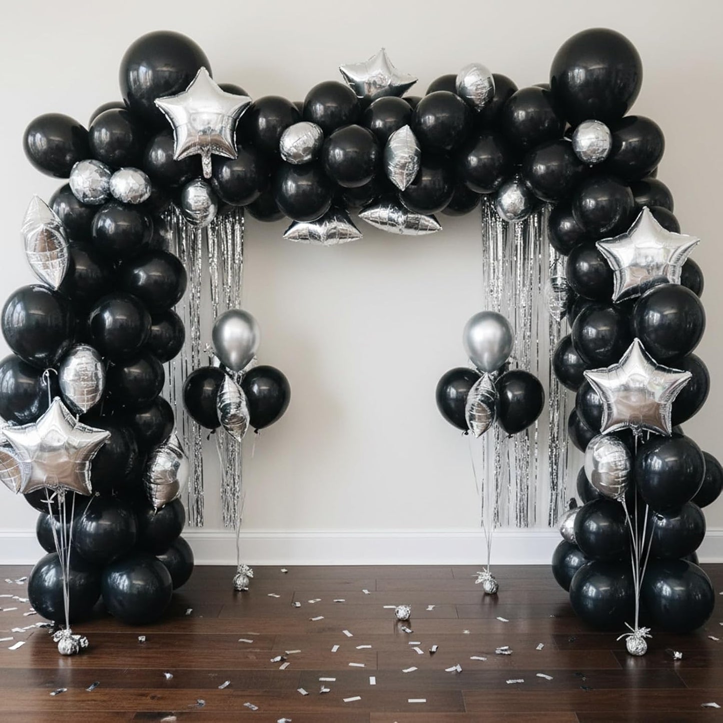 RUBFAC Black Latex Balloons Set - 154pcs in 5-18 Inches for Halloween Party & Wedding Decor