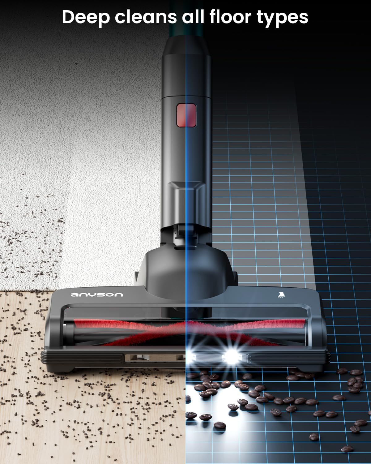 Skiennix Cordless Vacuum Cleaner - 650W Lightweight Stick Vacuum with OLED Display | 70 Minutes Runtime, Anti-Tangle Brush for Home & Pet Hair
